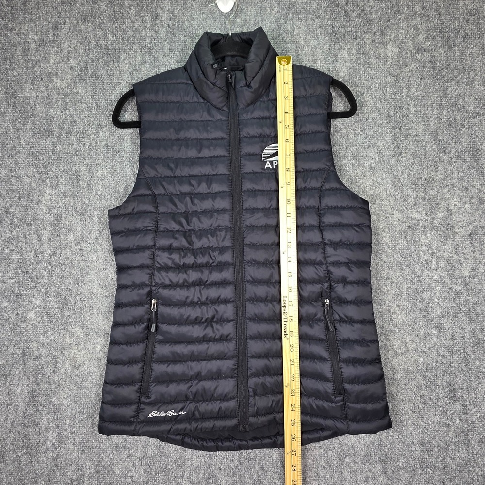 Eddie Bauer Puffer Vest Women Small Black Packable Quilted APEX Logo Utility - Picture 12 of 13